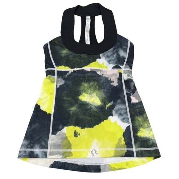 LULULEMON Scoop Neck Racerback Tank Top in Citron Tinted Canvas Sz 4 - Picture 2 of 5